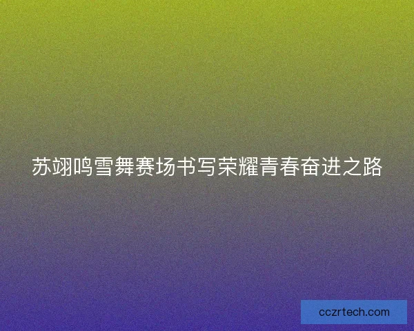 苏翊鸣雪舞赛场书写荣耀青春奋进之路