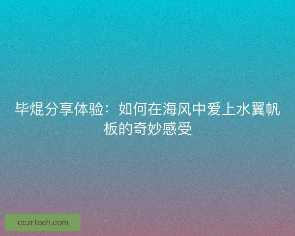 毕焜分享体验:如何在海风中爱上水翼帆板的奇妙感受 毕焜分享体验:如何在海风中爱上水翼帆板的奇妙感受